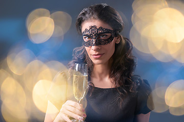 Image showing Party woman holding glass with champagne