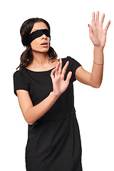 Image showing Businesswoman in blindfold