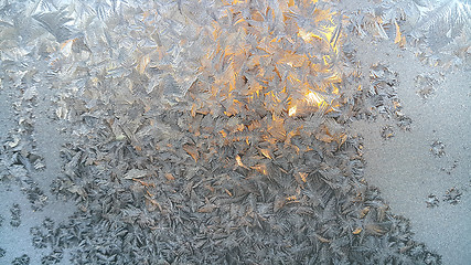 Image showing Ice pattern on winter glass