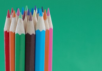 Image showing Colored wooden crayons