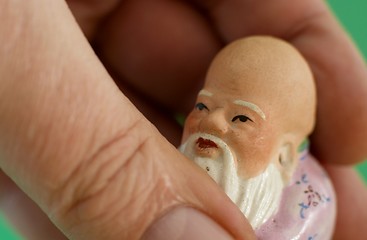 Image showing Chinese porcelain - grandfather with apple happiness