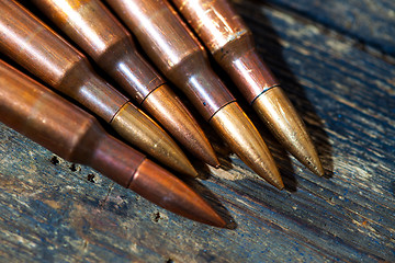 Image showing Still life with several rifle cartridges