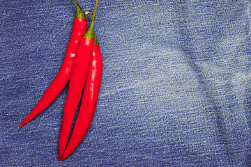 Image showing hot chili pepper on jeans background