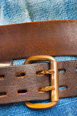 Image showing Vintage leather belt with a buckle