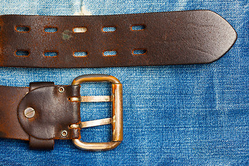 Image showing Old leather belt with a buckle