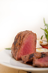 Image showing beef filet mignon grilled with vegetables