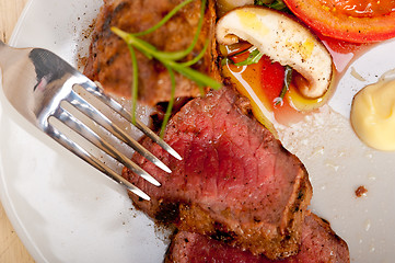 Image showing beef filet mignon grilled with vegetables