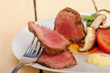 Image showing beef filet mignon grilled with vegetables