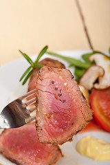 Image showing beef filet mignon grilled with vegetables