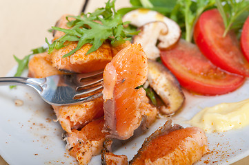 Image showing grilled samon filet with vegetables salad