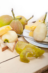 Image showing cheese and pears