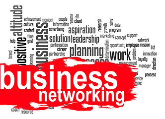 Image showing Business networking word cloud with red banner