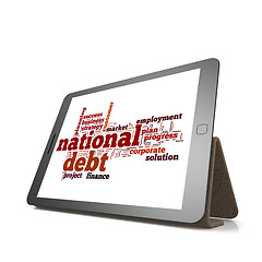 Image showing National debt word cloud on tablet