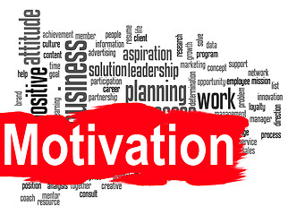 Image showing Motivation word cloud with red banner