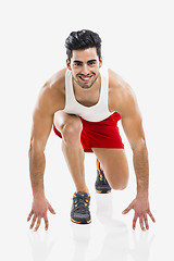 Image showing Athletic man ready to run