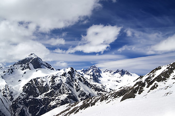 Image showing Snowy mountains in wind day