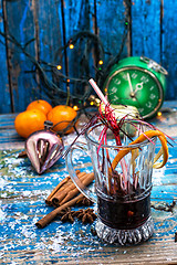 Image showing traditional winter cocktail of mulled wine