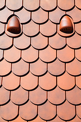 Image showing Roof tile pattern orange