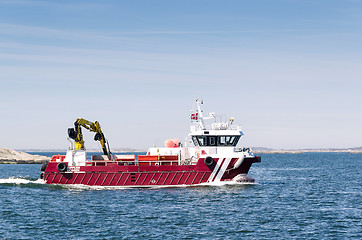 Image showing working boat with crane