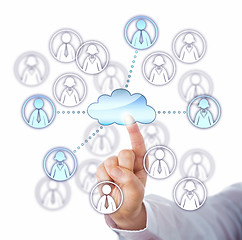 Image showing Contacting Four Work Team Members Via The Cloud