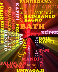 Image showing Bath multilanguage wordcloud background concept glowing