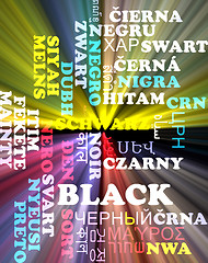 Image showing Black multilanguage wordcloud background concept glowing