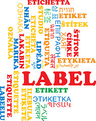 Image showing Label multilanguage wordcloud background concept