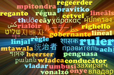 Image showing Ruler multilanguage wordcloud background concept glowing