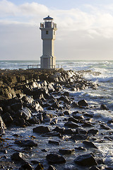 Image showing Lighthouse at the port of Akranes, Iceland