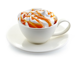 Image showing caramel latte coffee with whipped cream