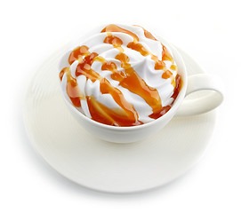 Image showing caramel latte coffee with whipped cream