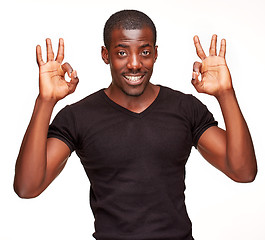 Image showing portrait of handsome young black african smiling man