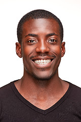 Image showing portrait of handsome young black african smiling man