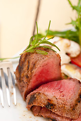 Image showing beef filet mignon grilled with vegetables