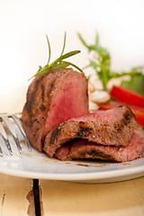 Image showing beef filet mignon grilled with vegetables