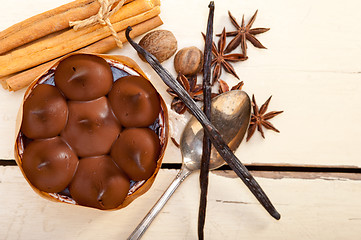 Image showing chocolate vanilla and spices cream cake dessert