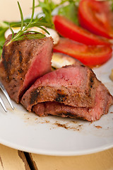 Image showing beef filet mignon grilled with vegetables