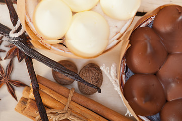 Image showing chocolate vanilla and spices cream cake dessert 