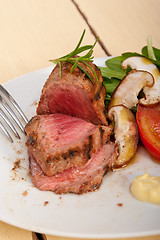 Image showing beef filet mignon grilled with vegetables