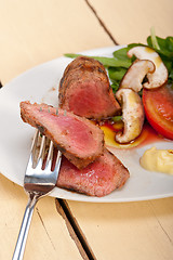 Image showing beef filet mignon grilled with vegetables