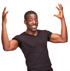 Image showing portrait of handsome young black african smiling man