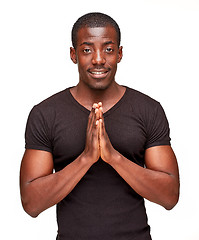 Image showing portrait of handsome young black african smiling man