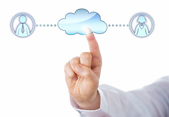 Image showing Contacting A Female And A Male Peer In The Cloud