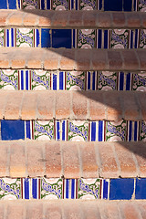 Image showing Staircase with patterned ceramic tiles 