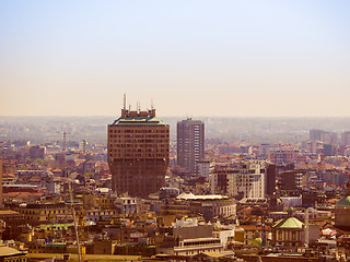 Image showing Retro look Milan aerial view