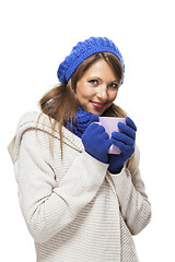 Image showing Close up Smiling Woman in Winter Outfit