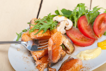 Image showing grilled samon filet with vegetables salad