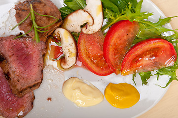 Image showing beef filet mignon grilled with vegetables