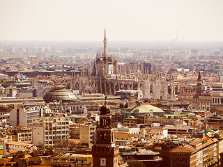 Image showing Retro look Milan aerial view