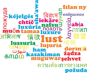 Image showing Lust multilanguage wordcloud background concept